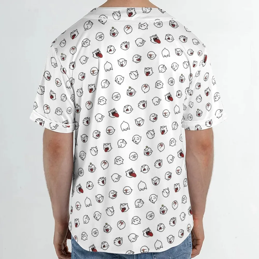 Super Mario Boo Pattern Unisex Baseball Jersey - 2