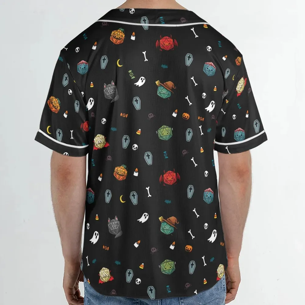 Halloween DND Dices Pattern Unisex Baseball Jersey - 2
