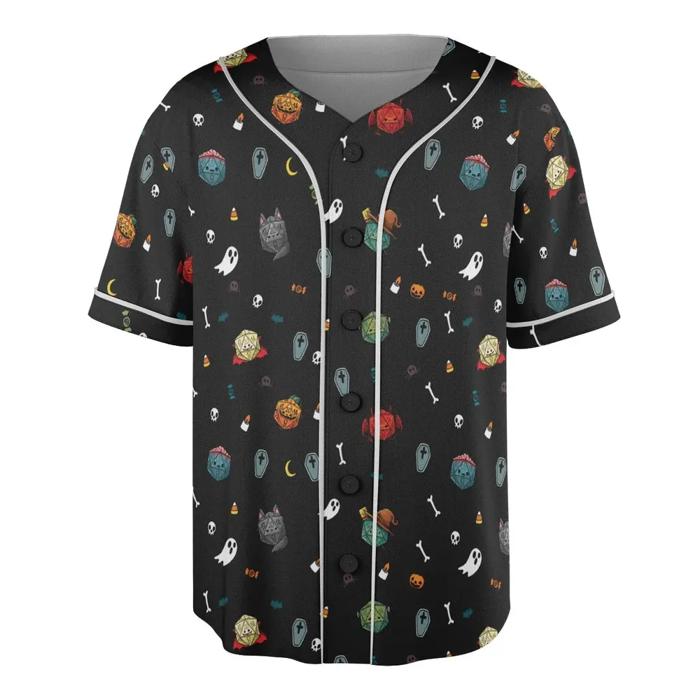 Halloween DND Dices Pattern Unisex Baseball Jersey - 3