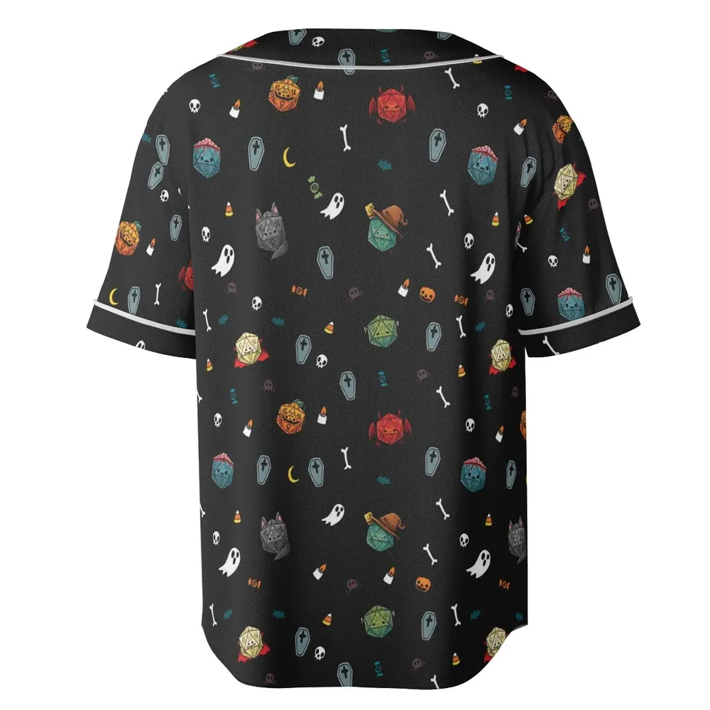 Halloween DND Dices Pattern Unisex Baseball Jersey - 4