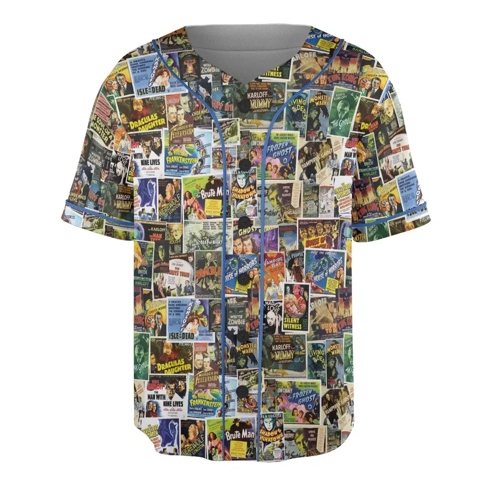 Vintage Horror Movies Unisex Baseball Jersey - 3