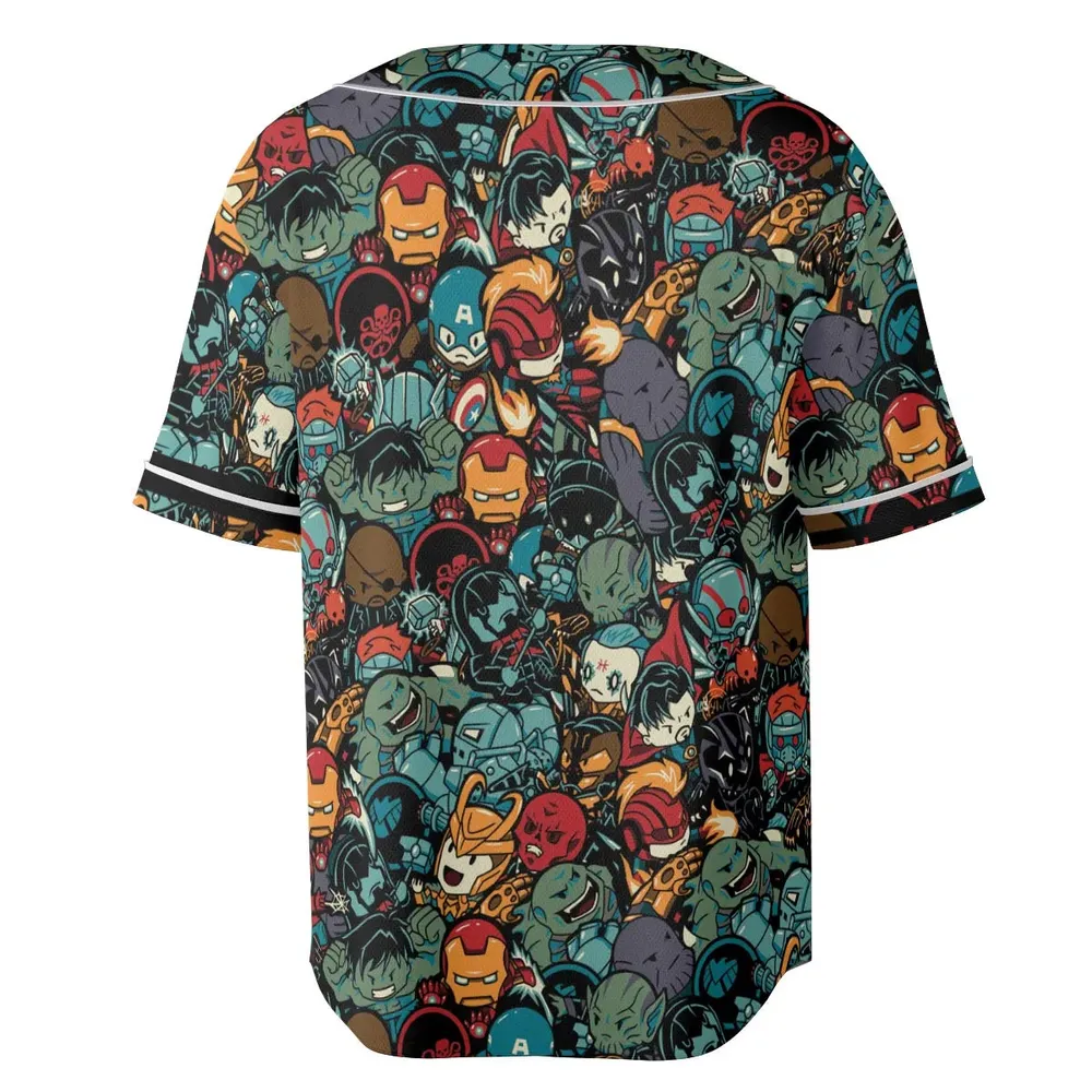 Marvelous Chibi Characters Pattern Unisex Baseball Jersey - 4
