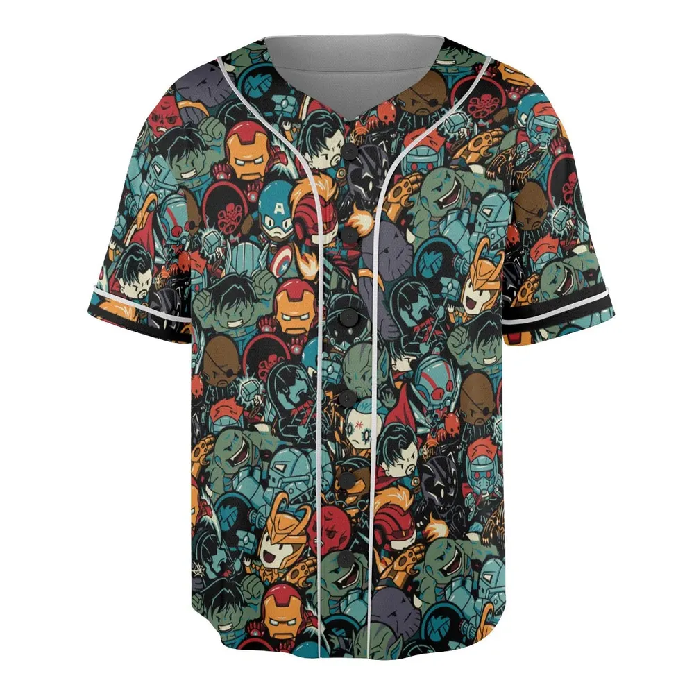 Marvelous Chibi Characters Pattern Unisex Baseball Jersey - 3