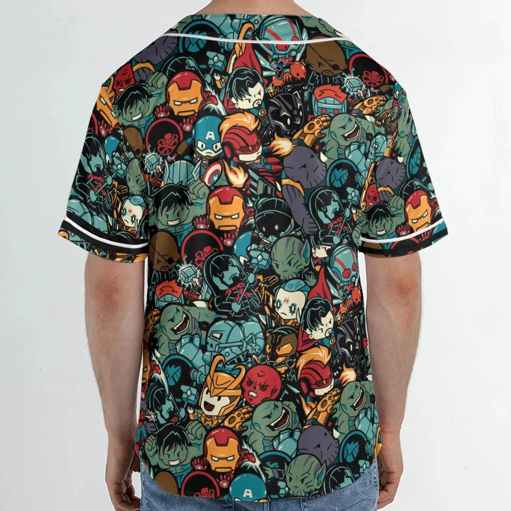 Marvelous Chibi Characters Pattern Unisex Baseball Jersey - 2