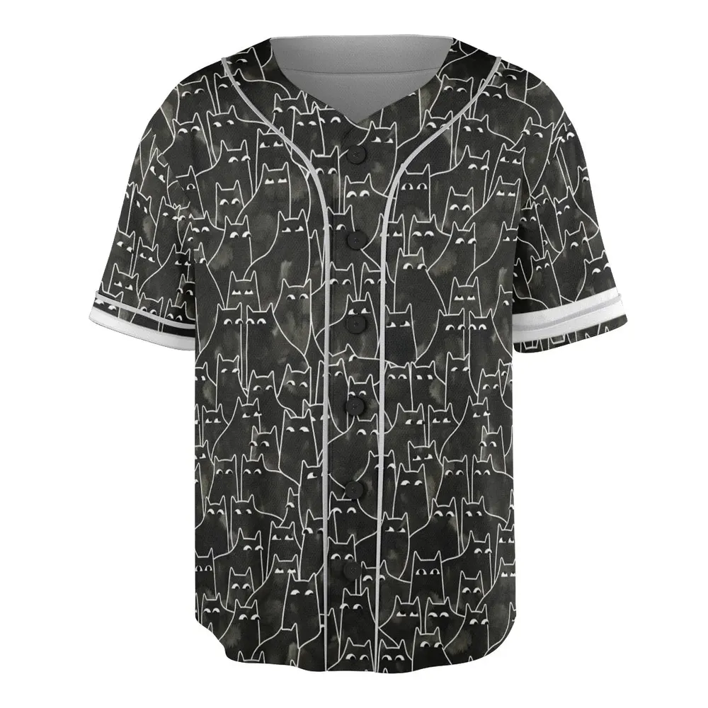 Suspicious Cats Funny Cat Unisex Baseball Jersey - 3