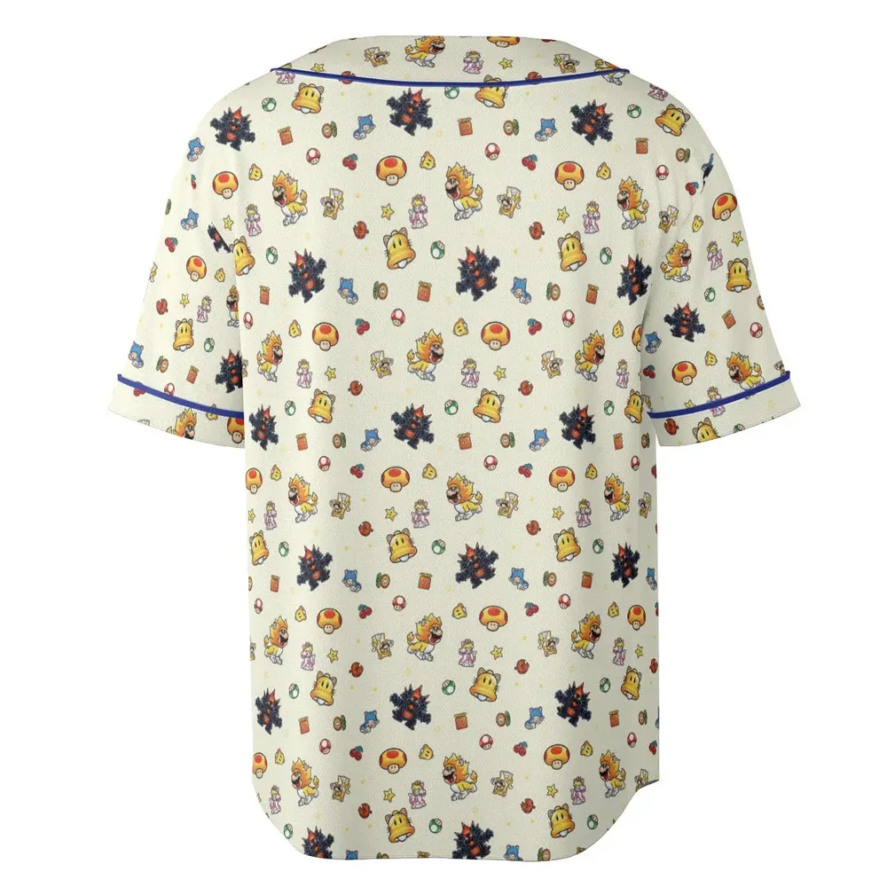 Super Mario Characters Pattern Unisex Baseball Jersey - 4