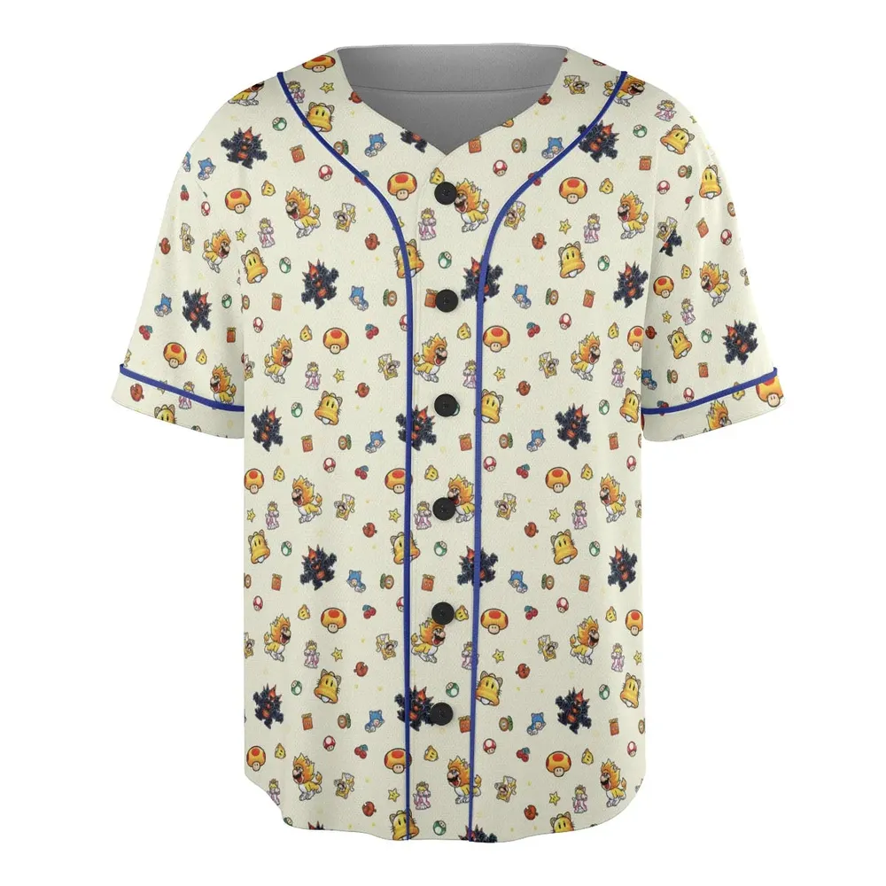 Super Mario Characters Pattern Unisex Baseball Jersey - 3