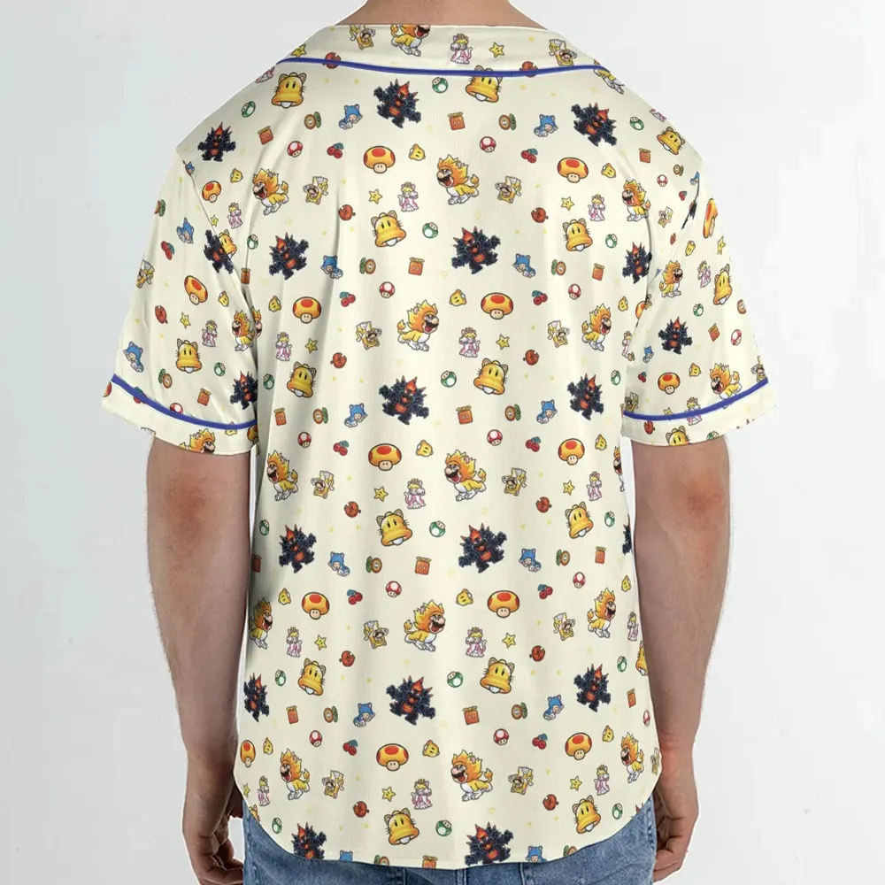 Super Mario Characters Pattern Unisex Baseball Jersey - 2