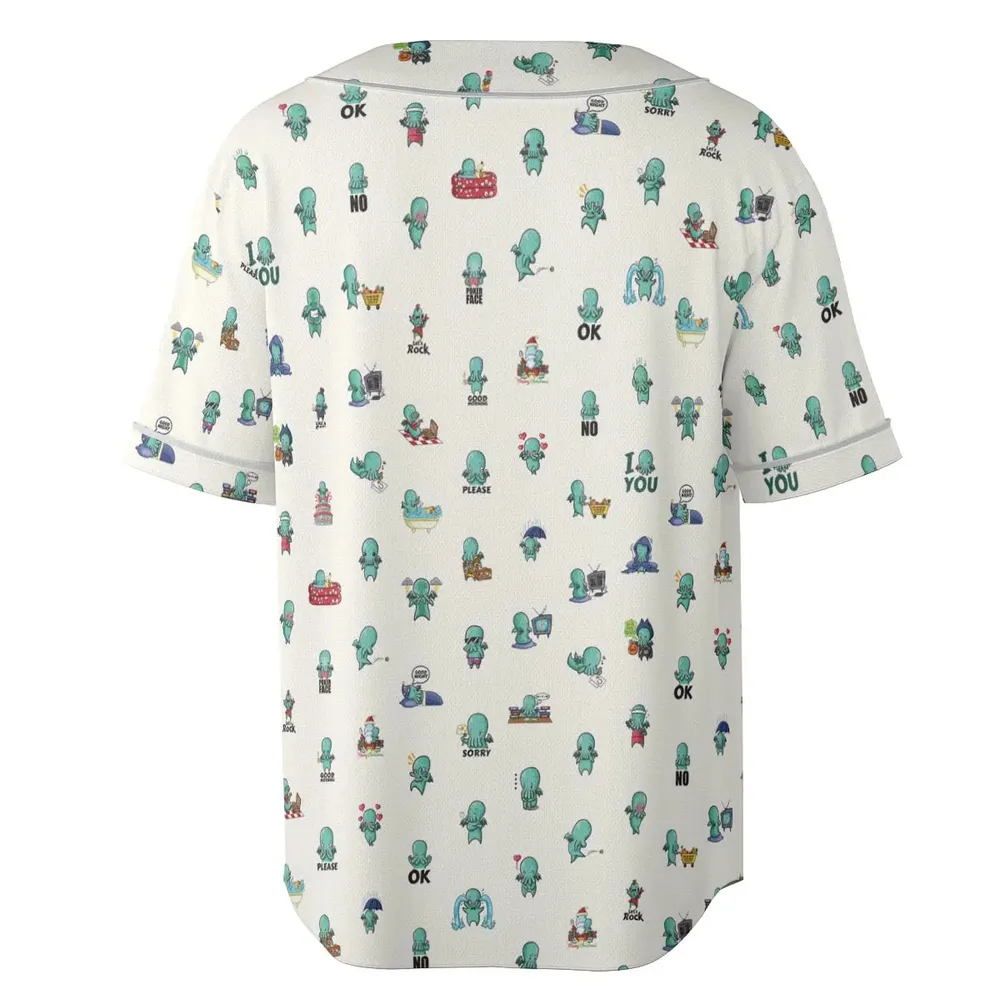Kawai Cthulhu Pattern Unisex Baseball Jersey - 4