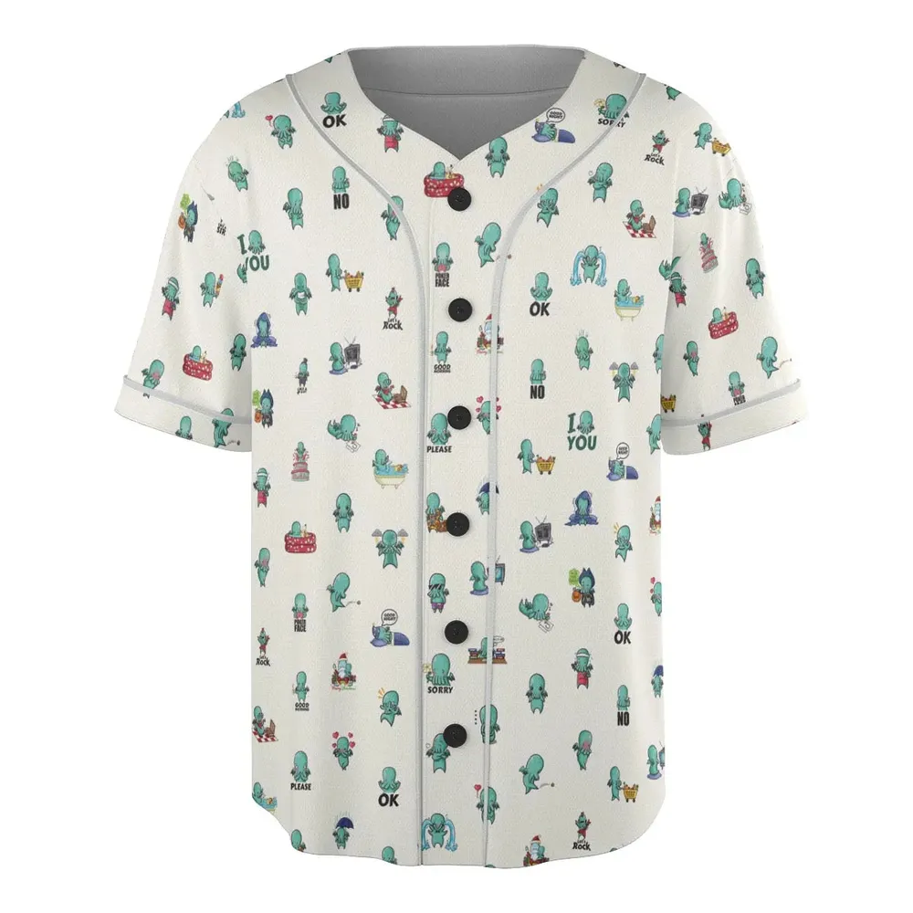 Kawai Cthulhu Pattern Unisex Baseball Jersey - 3