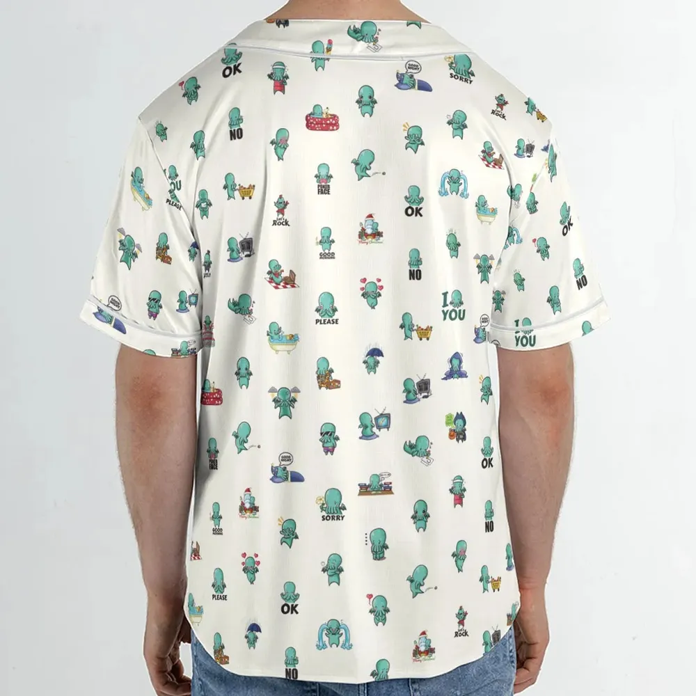 Kawai Cthulhu Pattern Unisex Baseball Jersey - 2