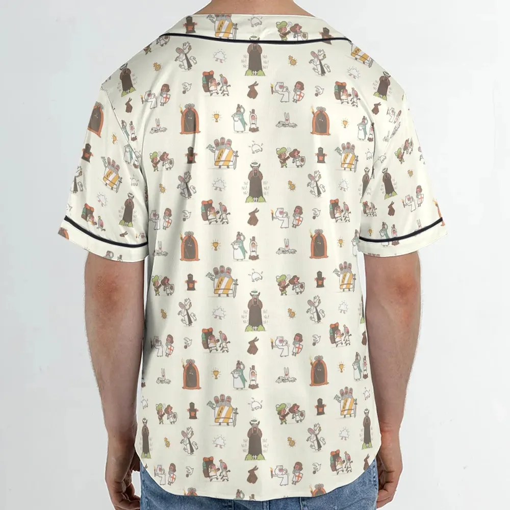 The Holy Grail Pattern Monty Python Button Down Unisex Baseball Jersey - 2