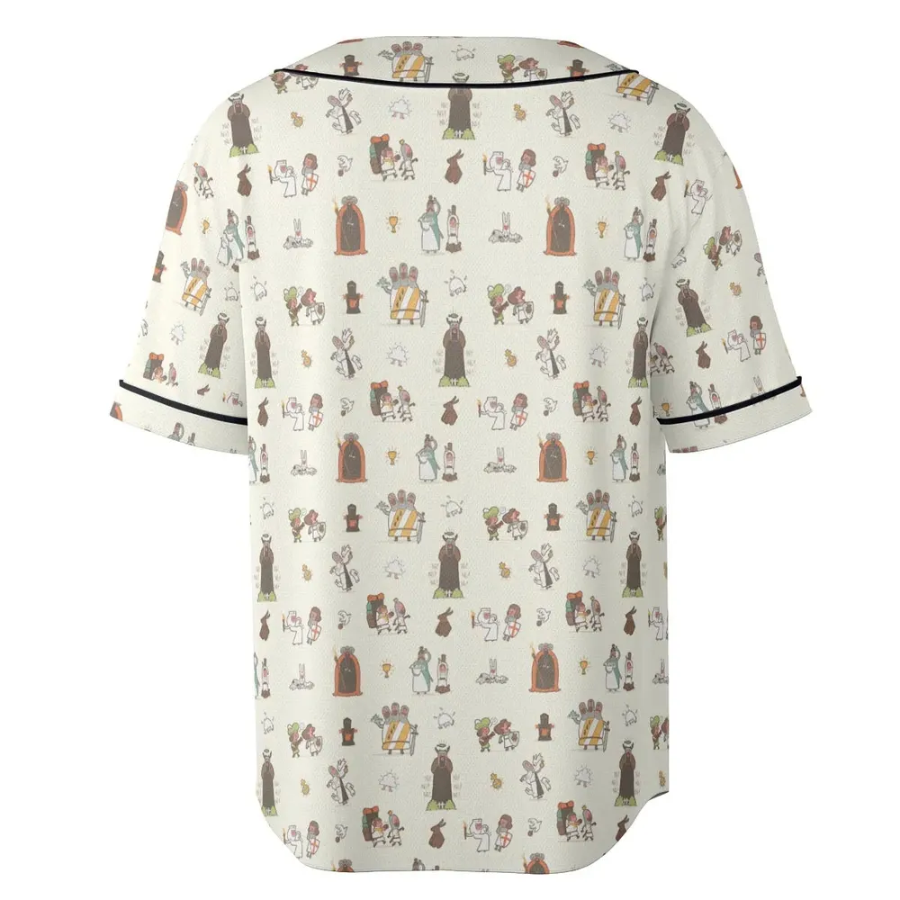 The Holy Grail Pattern Monty Python Button Down Unisex Baseball Jersey - 4