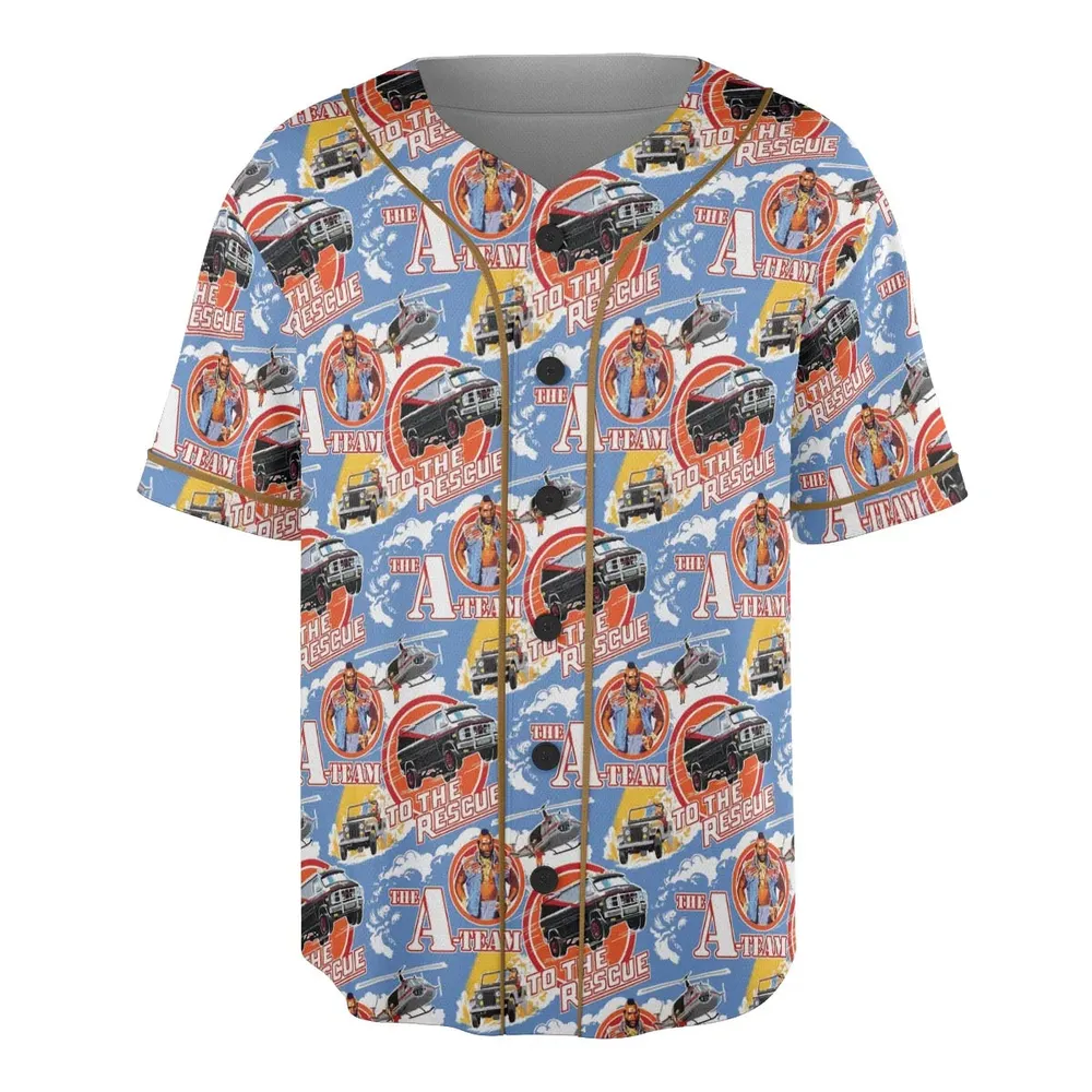 To The Rescue The A Team Pattern Unisex Baseball Jersey - 3