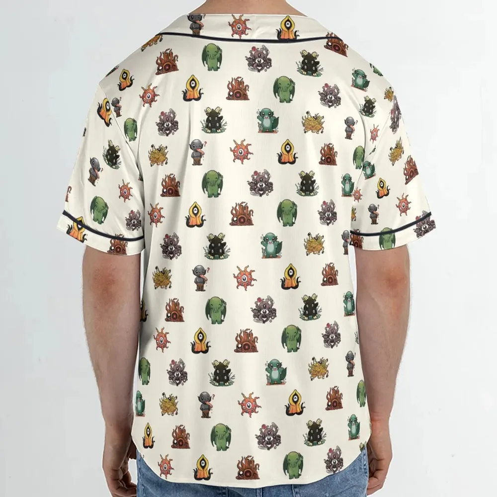 Lovecraft Demons Cute H.P. Lovecraft Monsters Pattern Unisex Baseball Jersey - 2