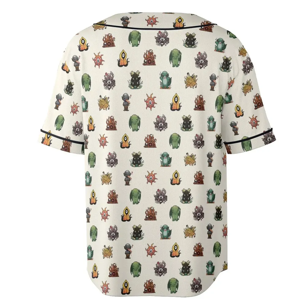 Lovecraft Demons Cute H.P. Lovecraft Monsters Pattern Unisex Baseball Jersey - 4