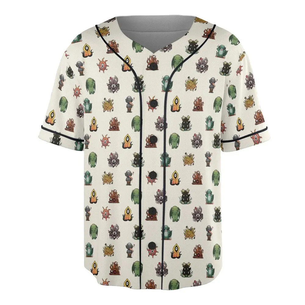 Lovecraft Demons Cute H.P. Lovecraft Monsters Pattern Unisex Baseball Jersey - 3
