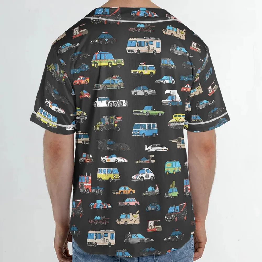Movie Cars Pattern Unisex Baseball Jersey - 2