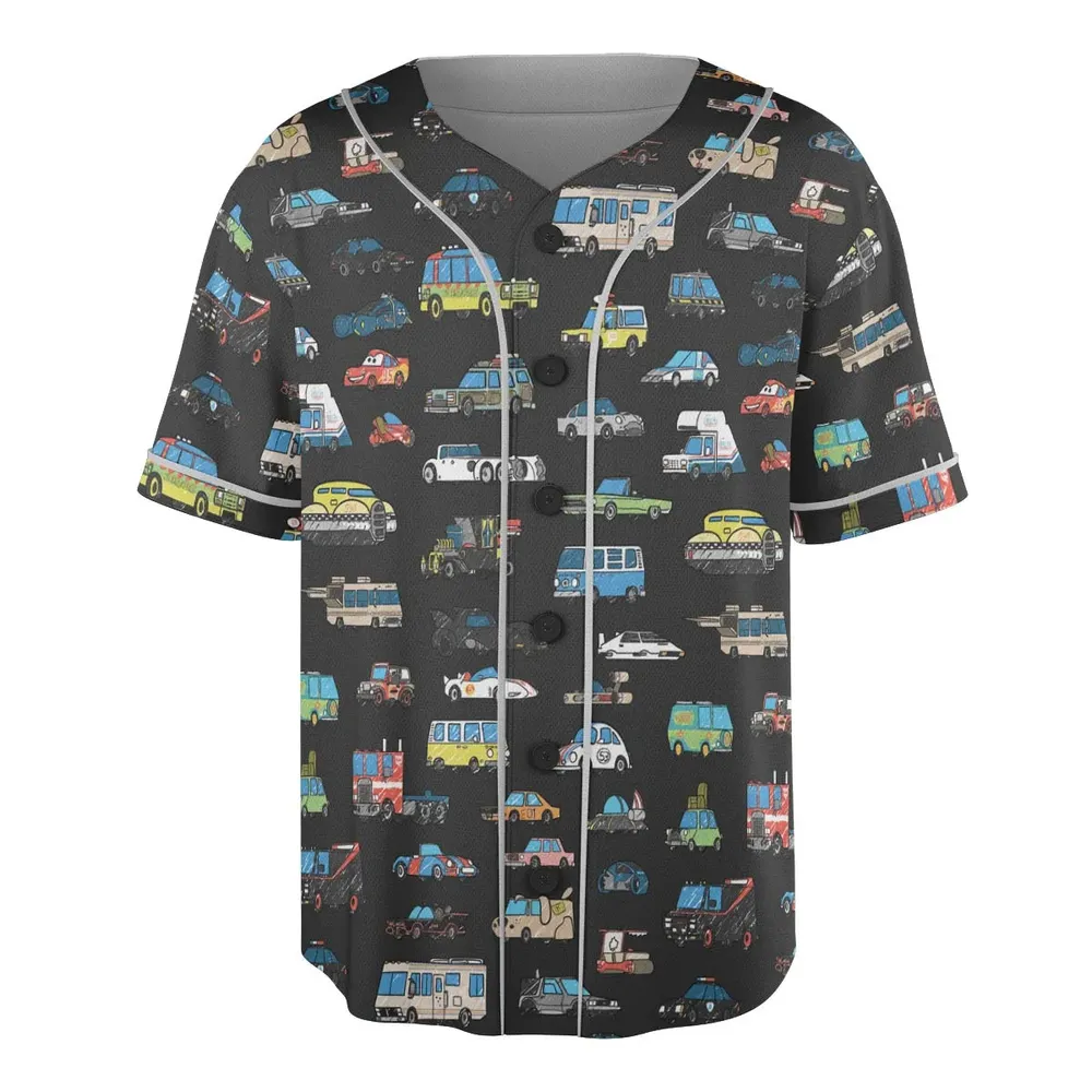 Movie Cars Pattern Unisex Baseball Jersey - 3