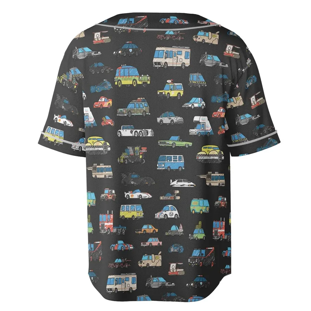 Movie Cars Pattern Unisex Baseball Jersey - 4