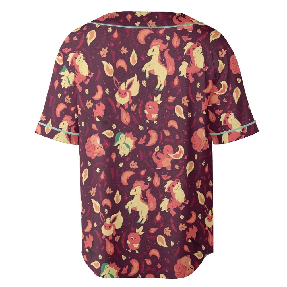 Fire Pokemon Pattern Unisex Baseball Jersey - 4