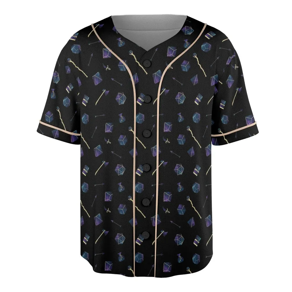 Galaxy In Dice DnD Pattern Unisex Baseball Jersey - 3