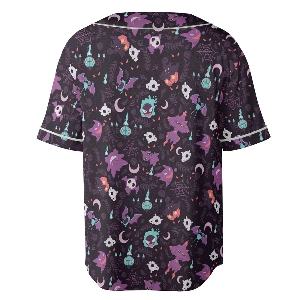 Lavender Town Pokemon Pattern Unisex Baseball Jersey - 4