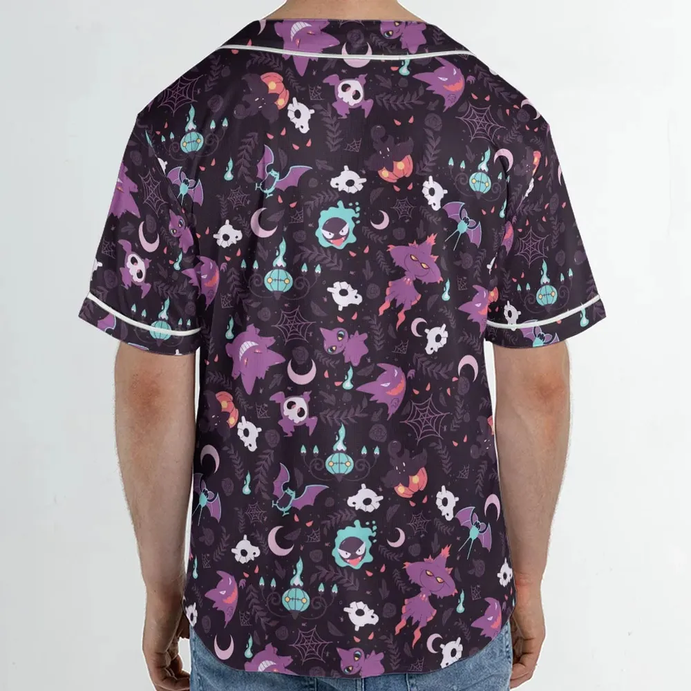 Lavender Town Pokemon Pattern Unisex Baseball Jersey - 2
