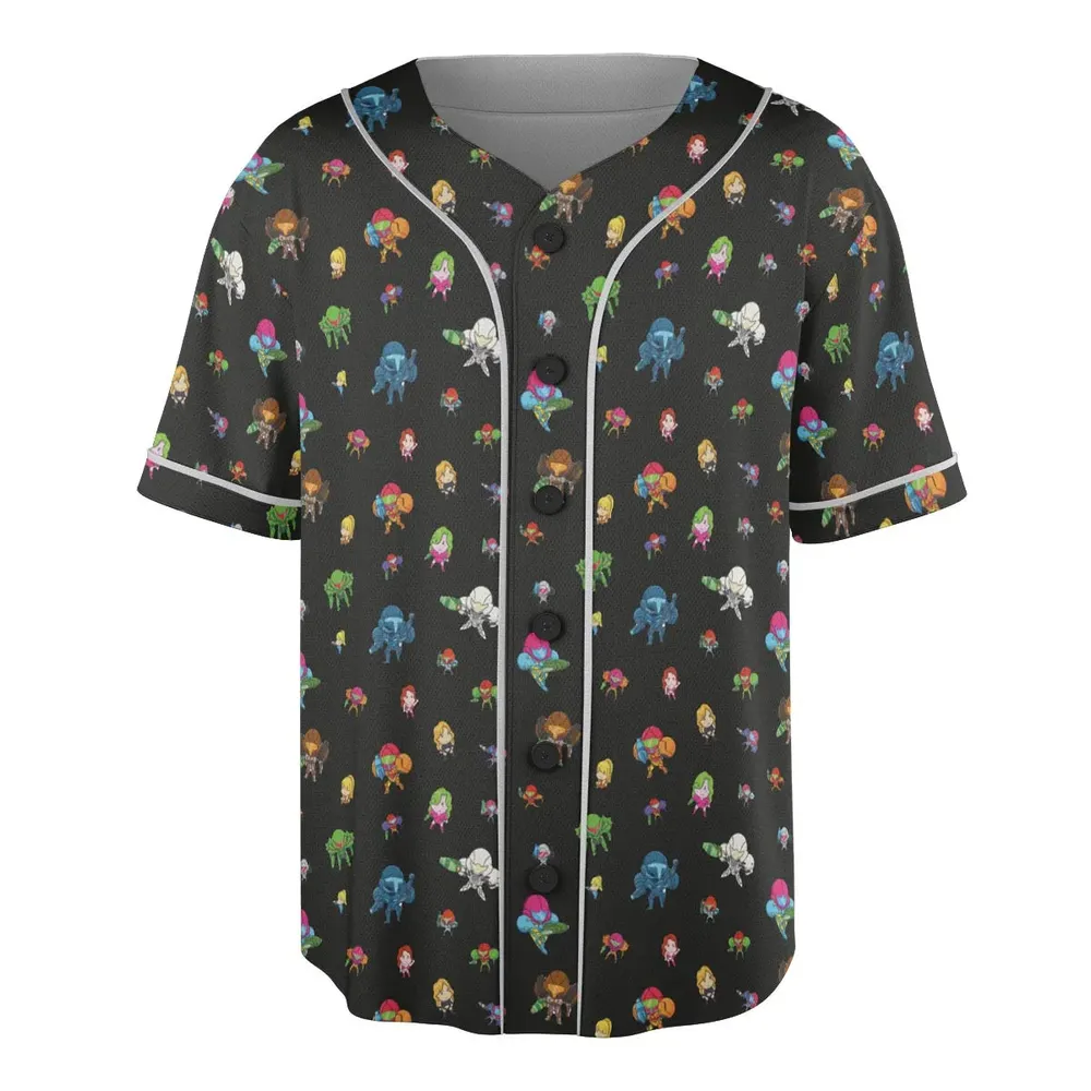 Metroid Pattern Unisex Baseball Jersey - 3