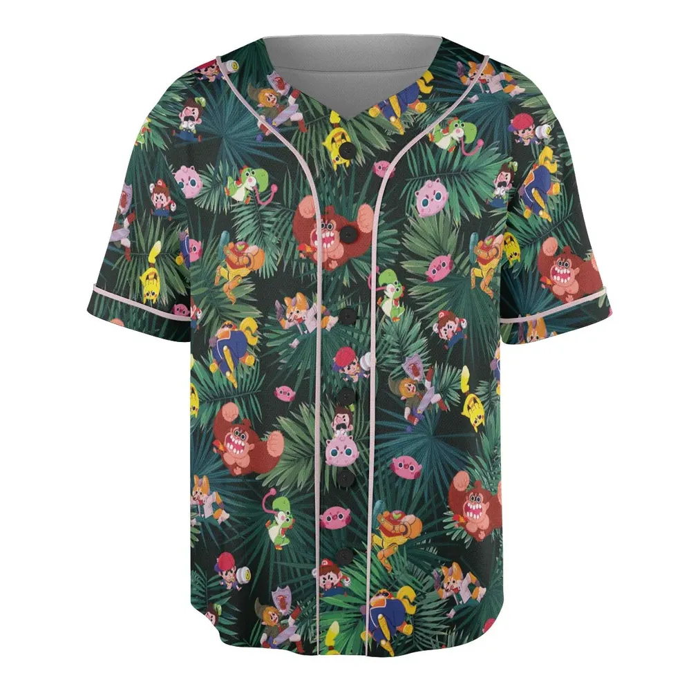Video Game Characters Pattern Unisex Baseball Jersey - 3