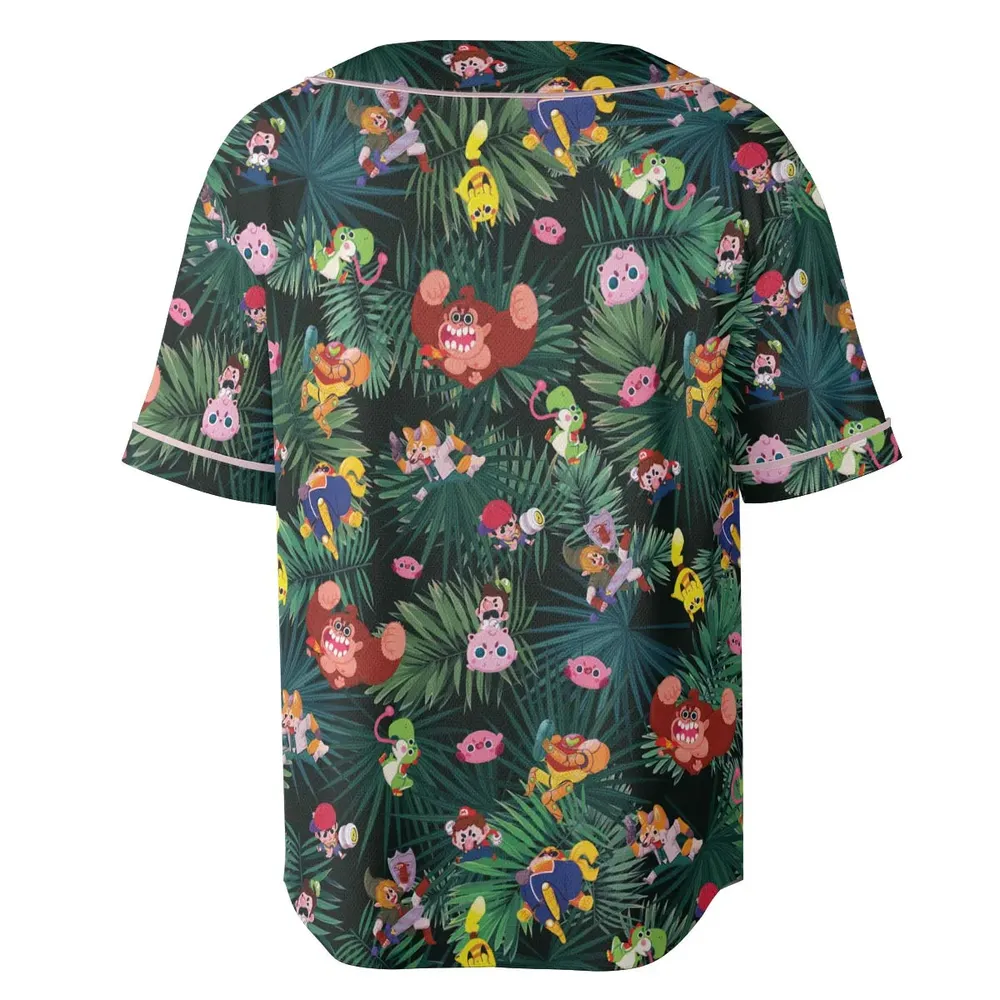 Video Game Characters Pattern Unisex Baseball Jersey - 4