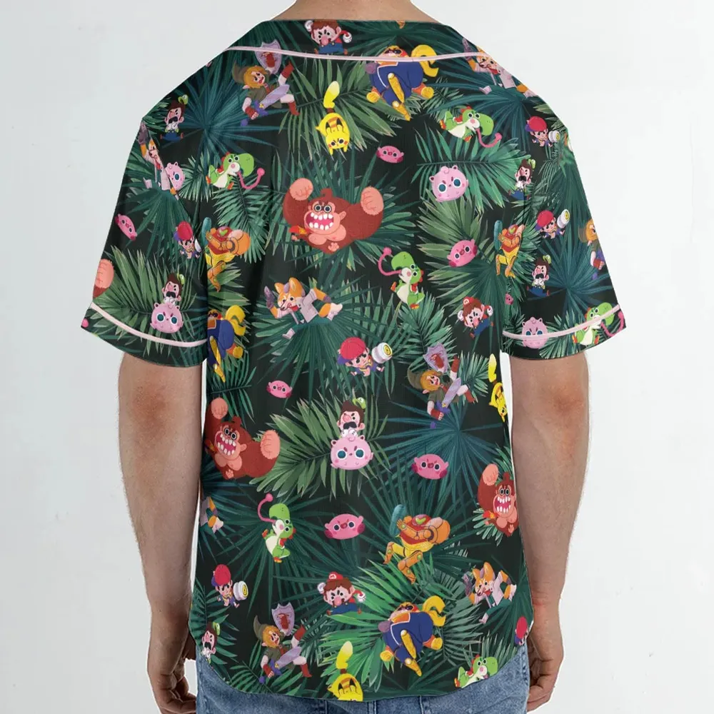 Video Game Characters Pattern Unisex Baseball Jersey - 2