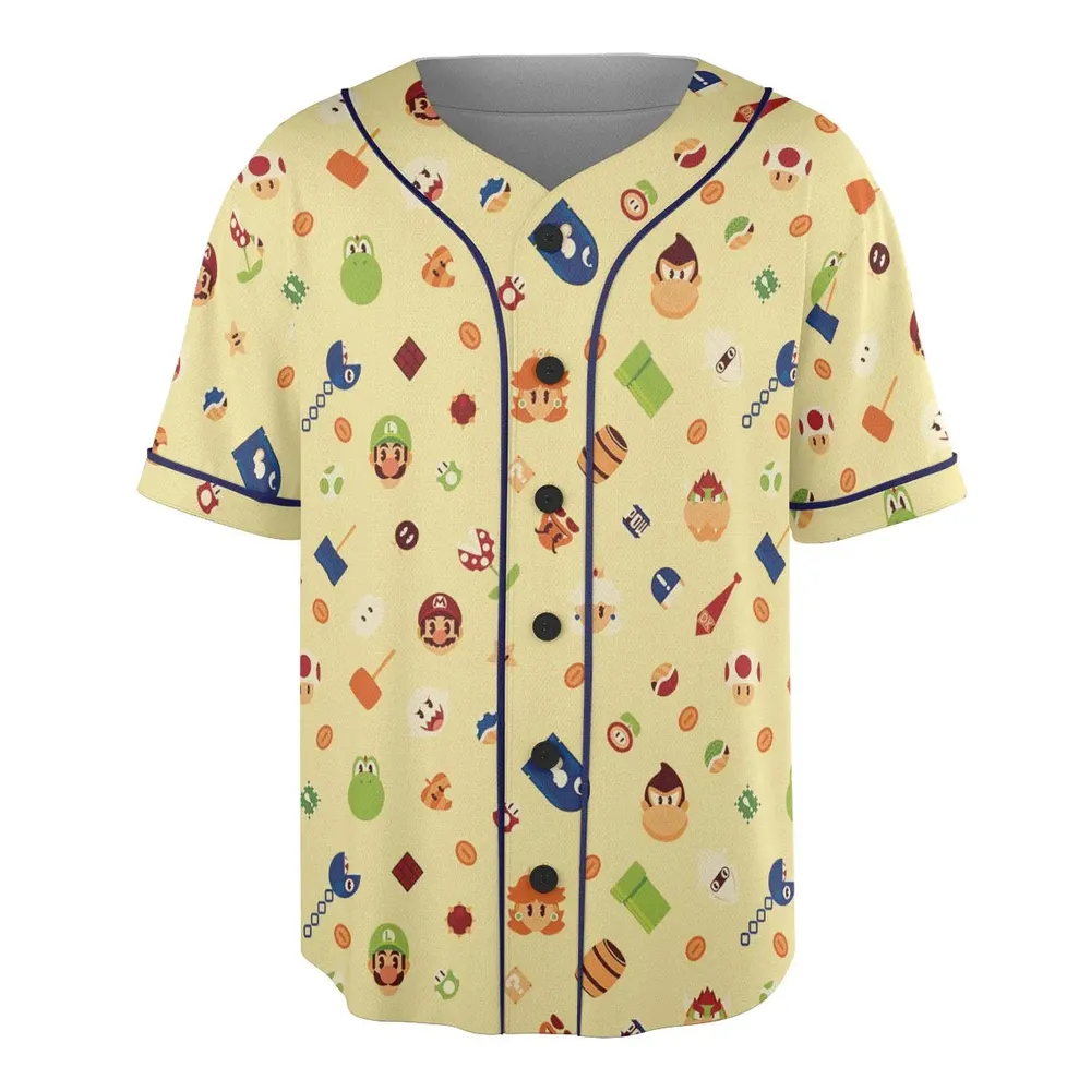Mario and Friends Pattern Unisex Baseball Jersey - 3