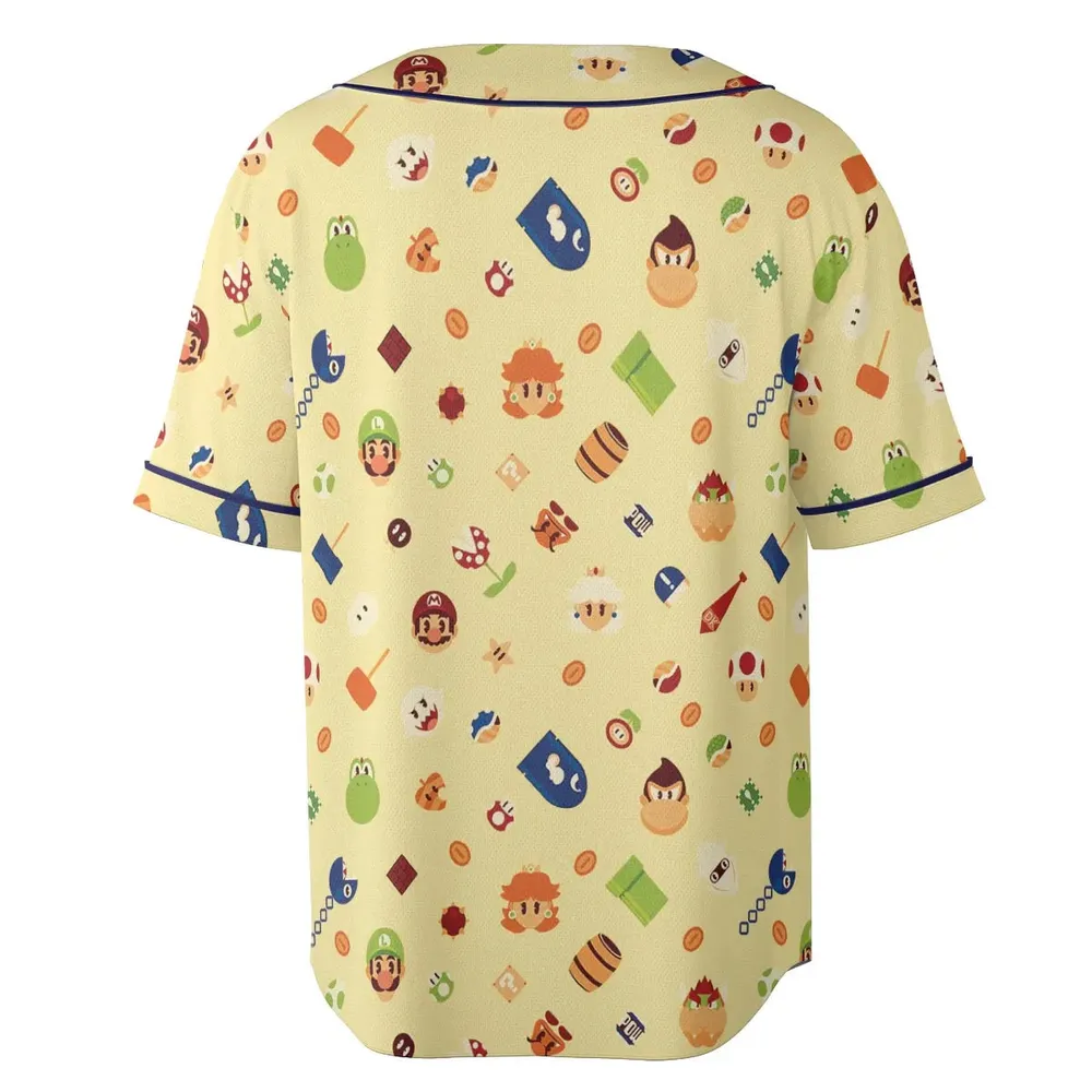 Mario and Friends Pattern Unisex Baseball Jersey - 4