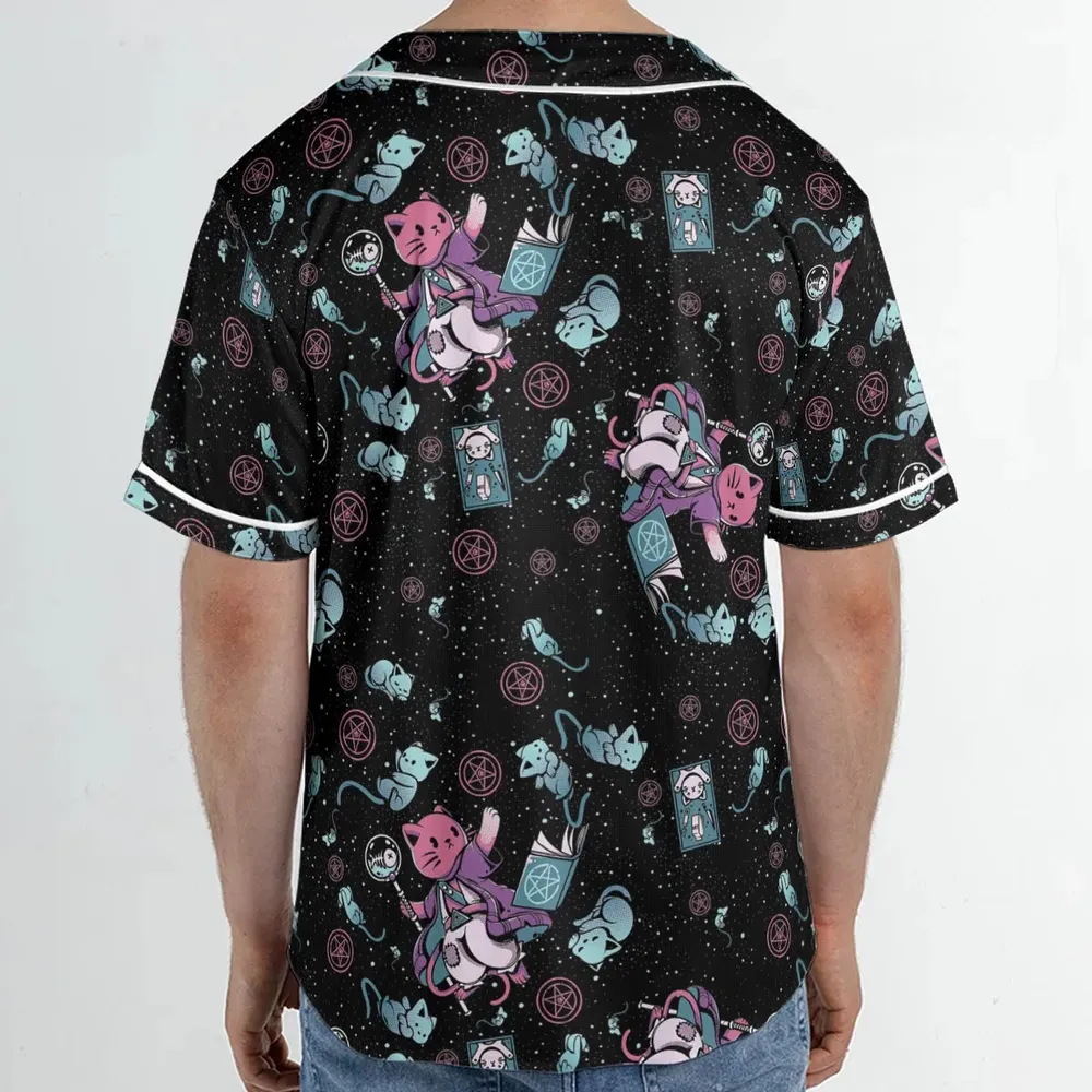Necromancer Cat Pattern Unisex Baseball Jersey - 2