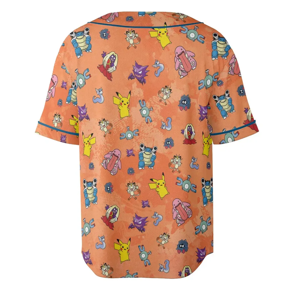 Pokemon Character Scatter Unisex Baseball Jersey - 4
