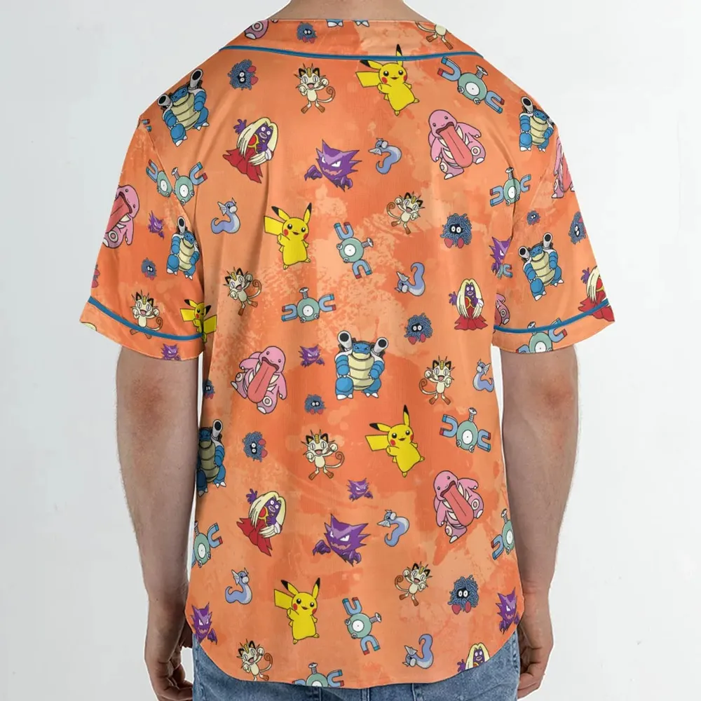 Pokemon Character Scatter Unisex Baseball Jersey - 2
