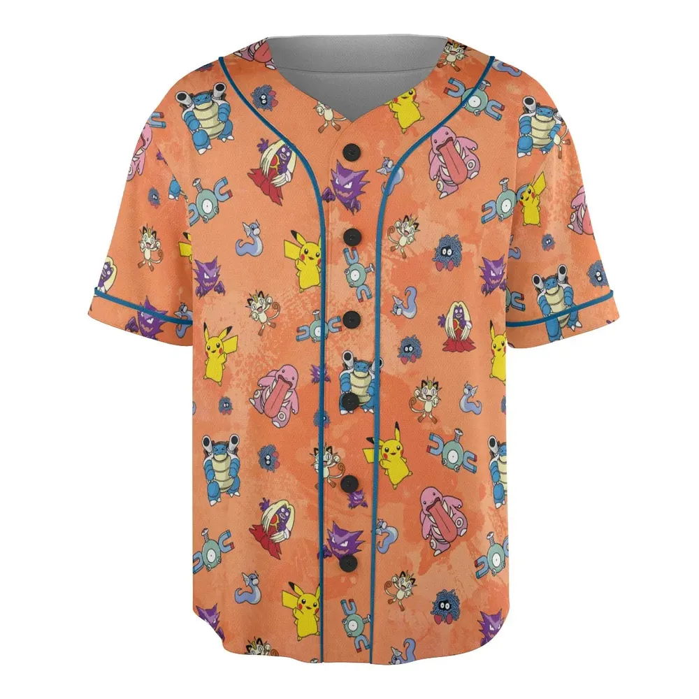 Pokemon Character Scatter Unisex Baseball Jersey - 3