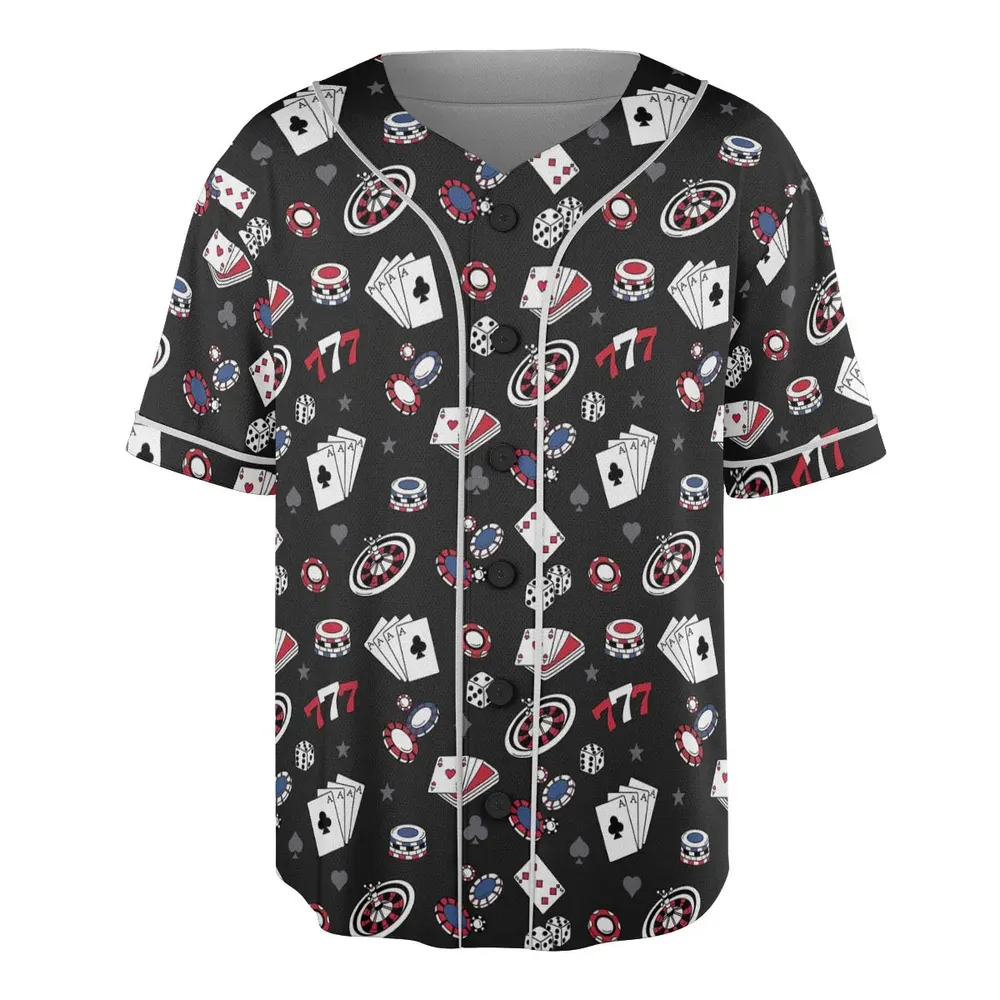 Vintage Poker Texas Hold’em Unisex Baseball Jersey - 3