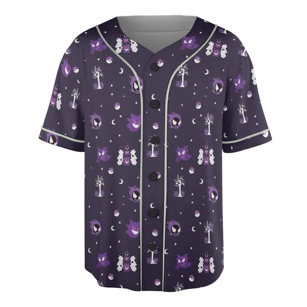 Gengar Pokemon Pattern Unisex Baseball Jersey - 3