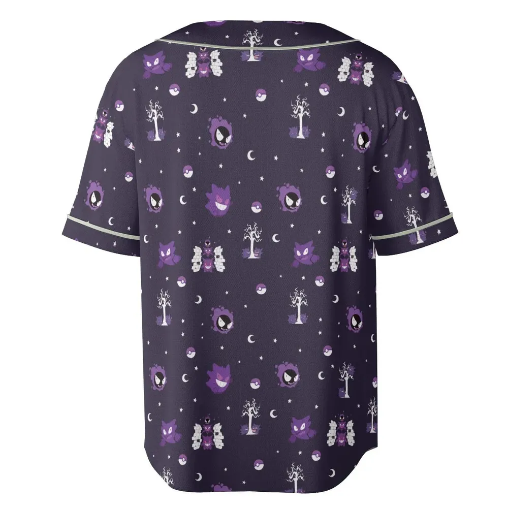 Gengar Pokemon Pattern Unisex Baseball Jersey - 4