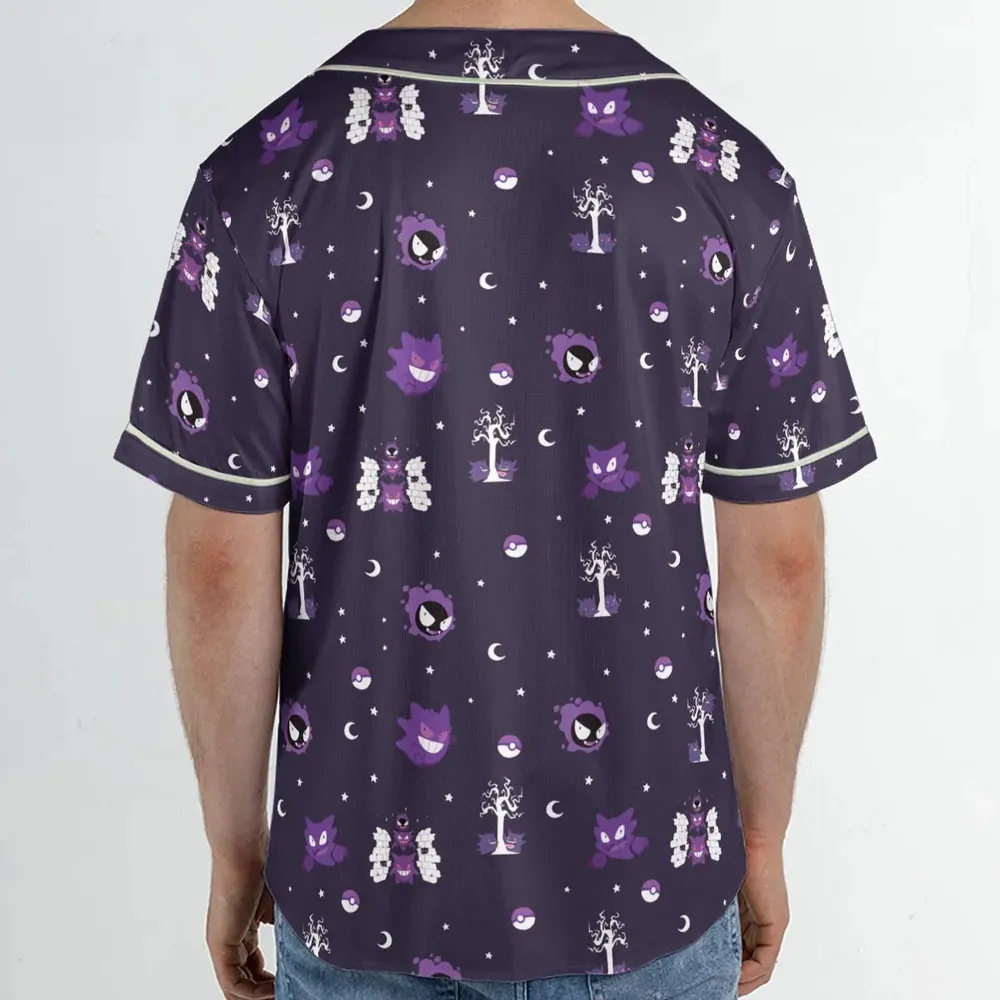 Gengar Pokemon Pattern Unisex Baseball Jersey - 2