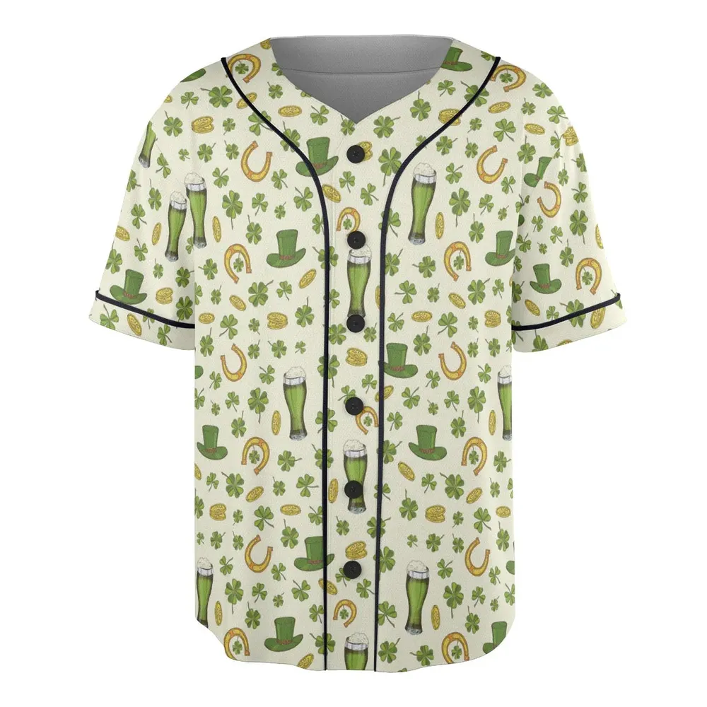 St.Patrick’s Day Pattern Unisex Baseball Jersey - 3