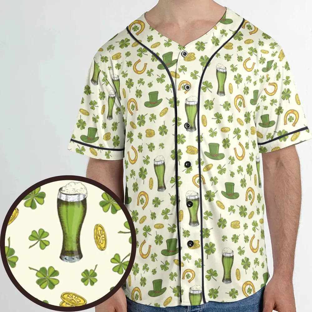 St.Patrick’s Day Pattern Unisex Baseball Jersey - 1
