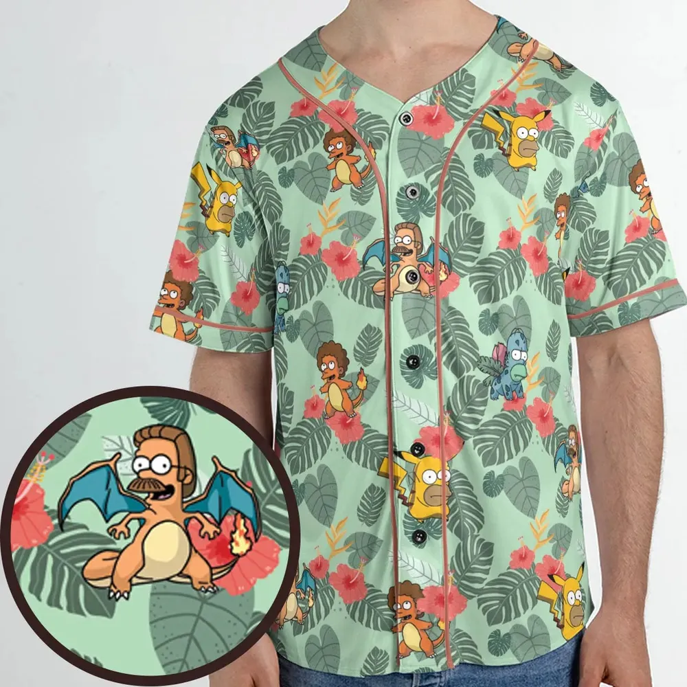Simpsonmon The Simpsons Pokemon Mashup Unisex Baseball Jersey - 1