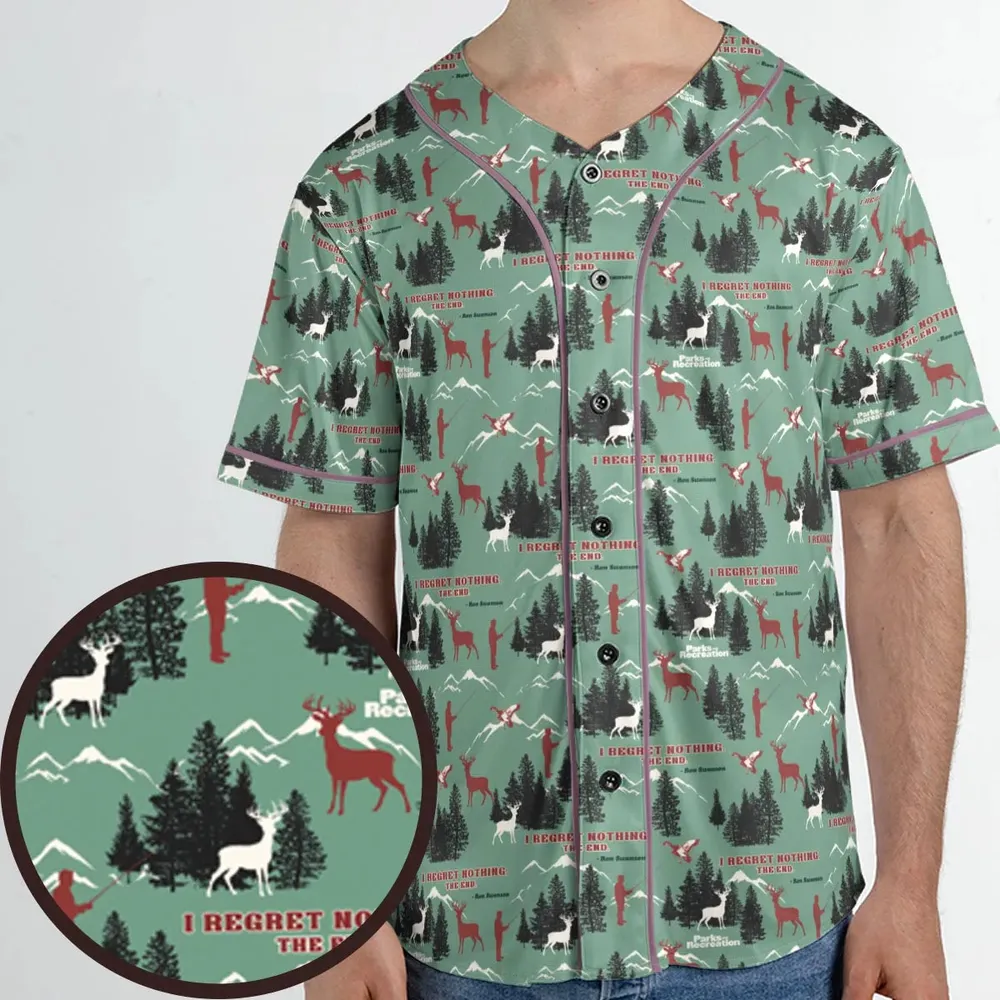 I Regret Nothing Park And Recreation Unisex Baseball Jersey - 1