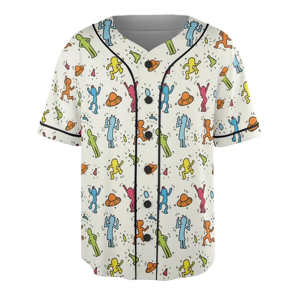 Rick-Haring Rick and Morty Pop Art Pattern Unisex Baseball Jersey - 3