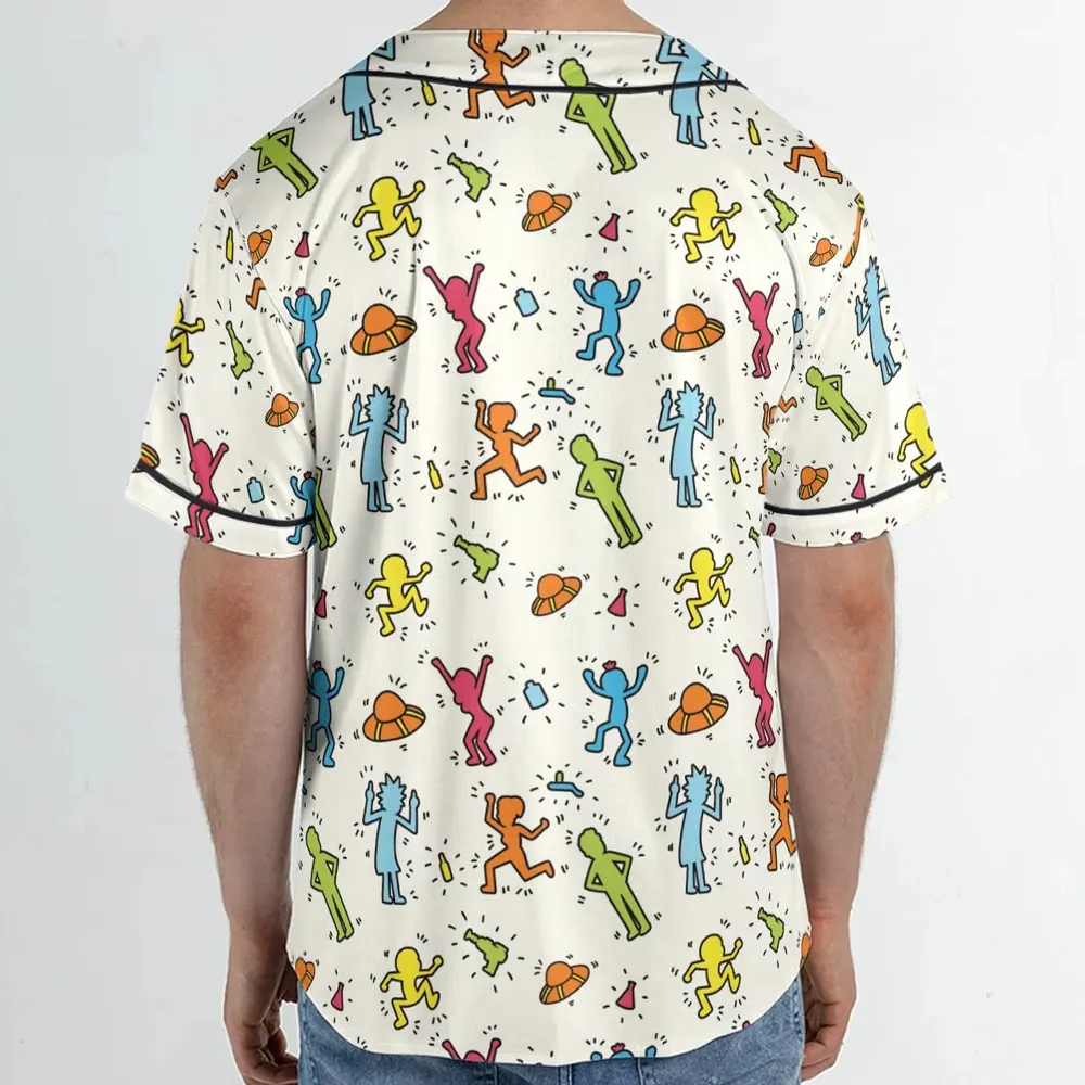 Rick-Haring Rick and Morty Pop Art Pattern Unisex Baseball Jersey - 2