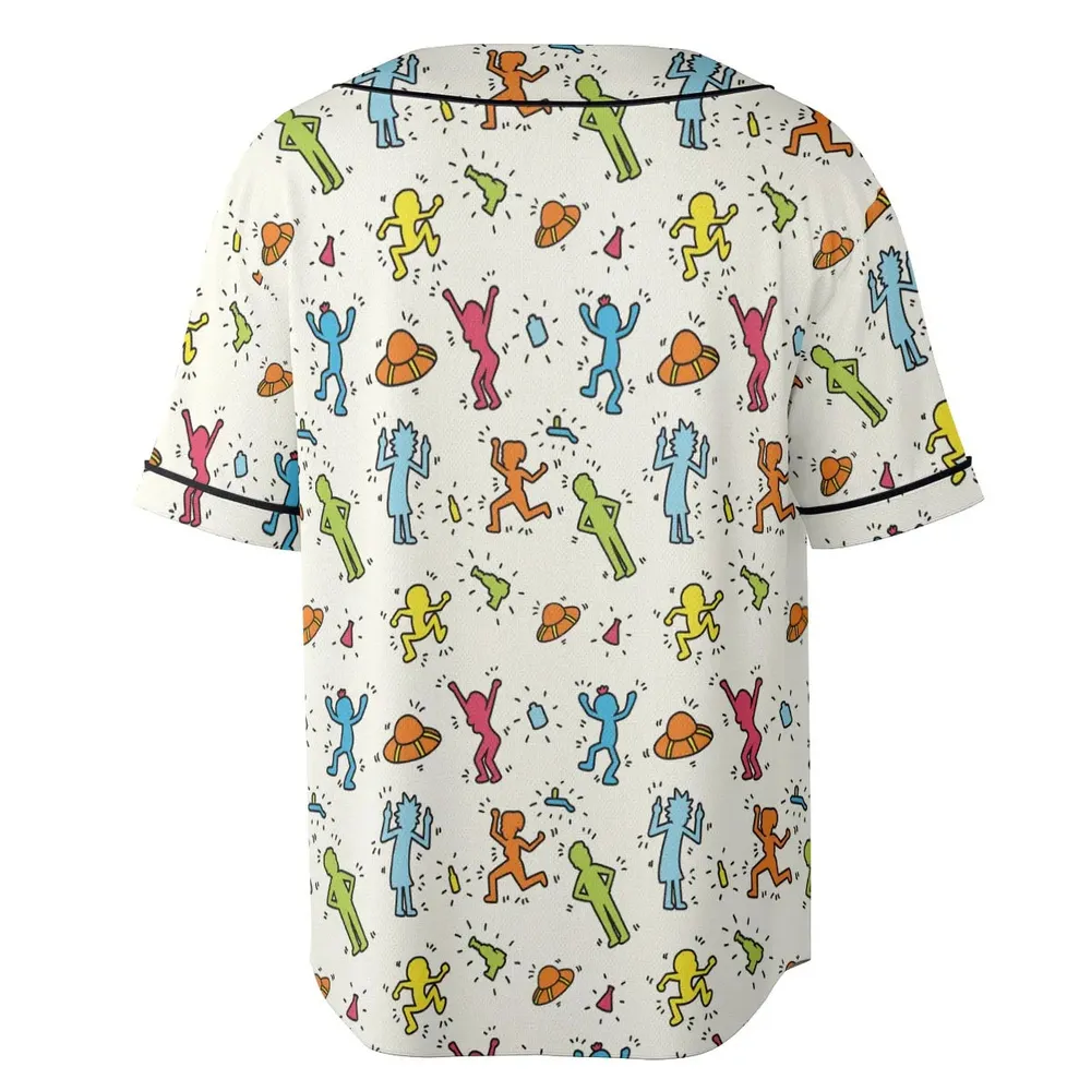 Rick-Haring Rick and Morty Pop Art Pattern Unisex Baseball Jersey - 4