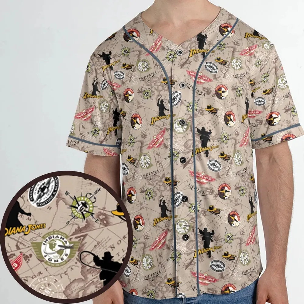 Indiana Jones Patterns Unisex Baseball Jersey - 1